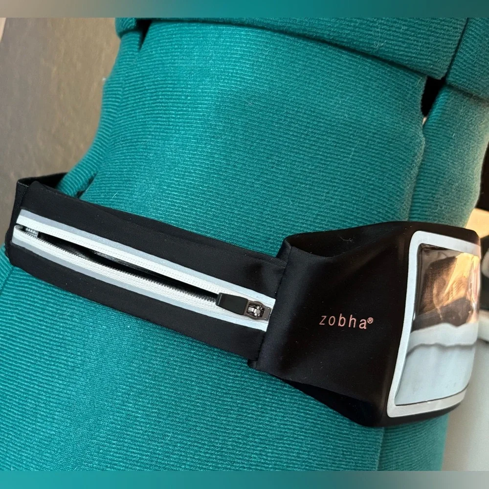 Zobha Black Fitness belt bag with Transparent Screen